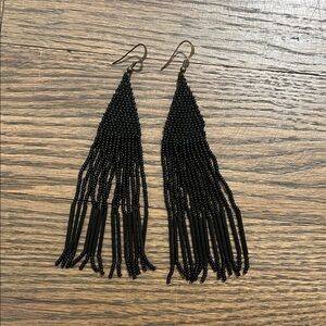 Vintage black beaded earrings GUC